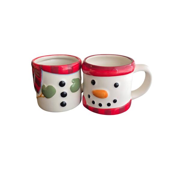 Hallmark Stacking Christmas Winter Mugs Cups Set of 2 That Stack to Make Snowman - Picture 2 of 8